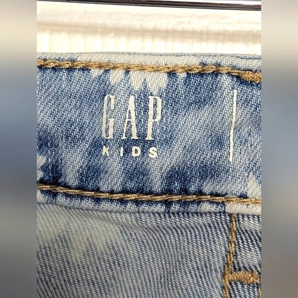 GAP Kids (Size 8) Super Skinny Floral Ankle Jeans Adjustable Waist Frayed Edges